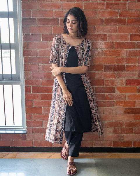 Kalamkari and Ikat Reversible Women's Waist Coat | Vinshika Boutique